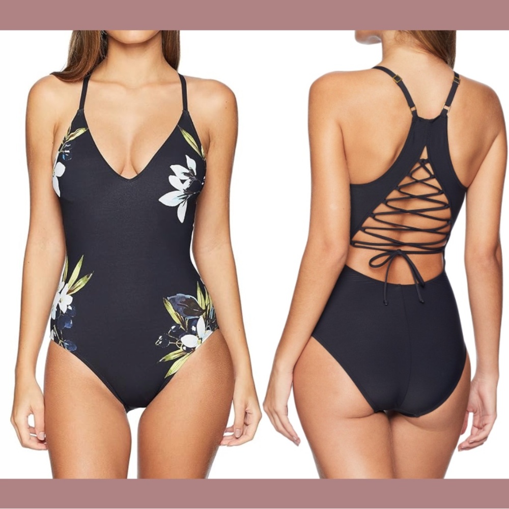 NWT La Blanca [ 12 ] Dirty‎ Martini Lingerie Back One Piece Swimsuit Black